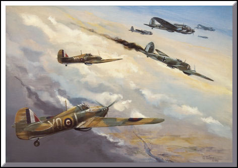 "We Flew with the Heroic Few" - Rich Thistle - Hurricane & Heinkel 111 Art